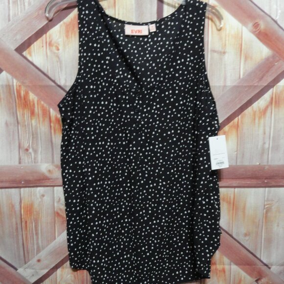 Evri Pokadot style button up tank top sz 1XL NWT. polyester - Picture 1 of 5